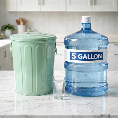 Plexon 5 Gallon Small Metal Trash Can with Lid Outdoor Galvanized Steel Bucket with Lid 5 Gal Storage Can for Dog Food Bird Seed Storage Container, Green - color: Green