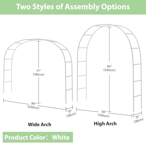 RUBFAC 7.8ft Garden Arbor, Metal Arch Frame for Wedding Ceremony - color: white