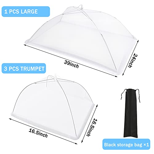 JULBEAR 4 Pcs Extra Large Mesh Food Cover Tent Umbrella for Outside Parties - size: 40"x24" 17"x17"