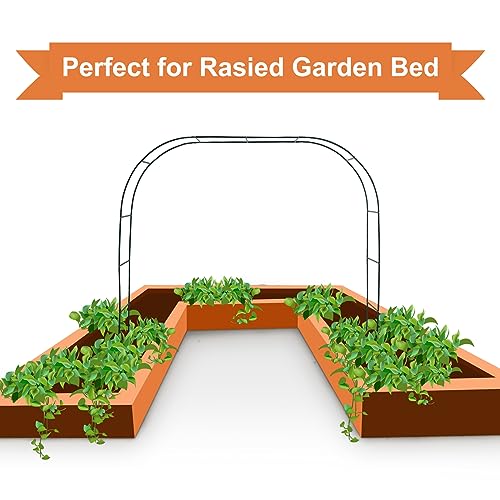 Mr.Ton Garden Arch Trellis for Climbing Plants Outdoor, Metal 7.8ft Arch Archway, Raised Garden Bed Arches, Wedding Arch, Green - color: Green