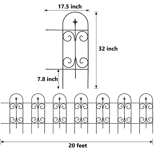 Thealyn 20ft x 32" Metal Decorative Halloween Fence(14-Panel Set)