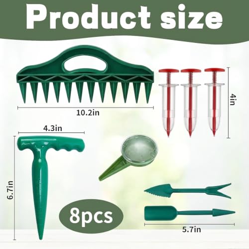 8-Piece Seed Planter Tool, Seed Dispenser Set for Precision Planting, Multi-Functional Gardening Tools for Vegetable Gardens and Landscaping, Handheld Seed Spacing Tool with Dibber and Accessories