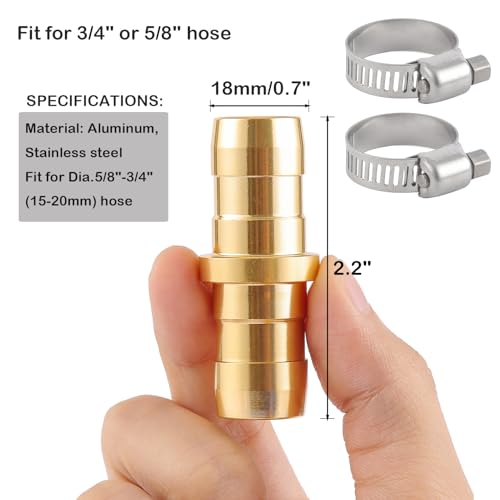 2 Pack Garden Hose Connector Repair Mender Kit with Stainless Clamp,Fits 3/4"-5/8" Water Hose Repair Fitting - size: 2-Set
