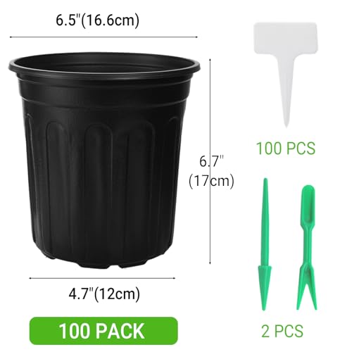 100 Pack 1 Gallon Flexible Plant Nursery Pots - size: 1 gallon--6.5 inch(100pcs)