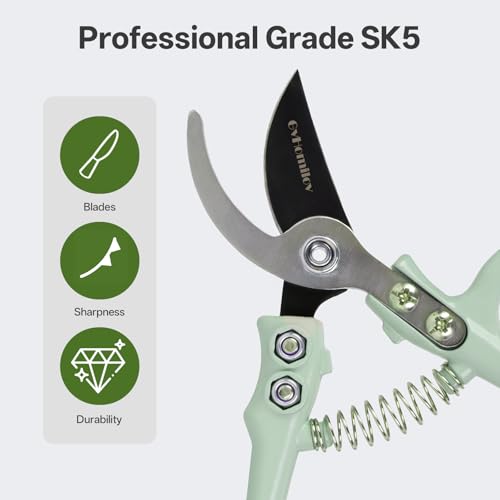 Q-Shaped Lightweight Gardening Pruning Shears for Plant & Tree Trimming - color: Green