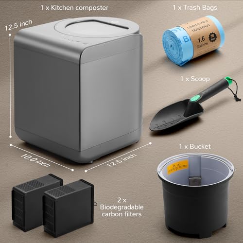 Airthereal R500-V Electric Composter, Visual Glass Cover, 2.5L, Gray - color: Gray, size: Visual Glass Cover