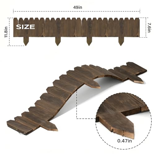 Wood Garden Fence Border,Natural Fence Border with Decorative Small Picket Panels for Flower Bed Barriers and Landscape Fencing (7.6" H x 49" L, 3 Pack) - style: 3pcs