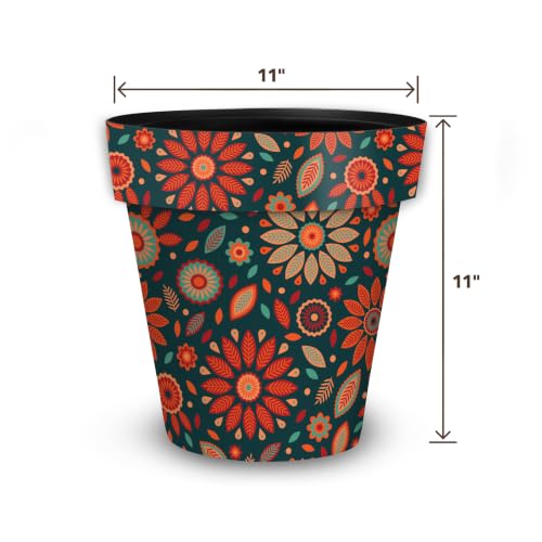Briarwood Lane Everyday Planter 11.75 x 11 x 11 Orange and Teal Medium Floral - color: Org Teal Flor, size: Medium
