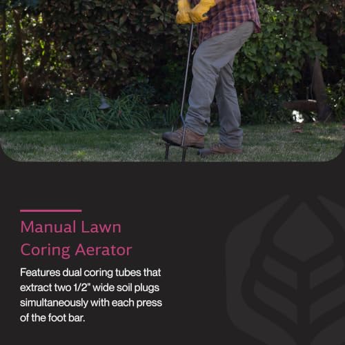 Yard Butler Manual Lawn Coring Aerator, ID-6C - Lawn Care Tool for Aerating - Long-Handled - Power-Coated Steel Construction - Comfortable Cushioned Handles Garden Tool - Easy to Use - size: Coring Aerator