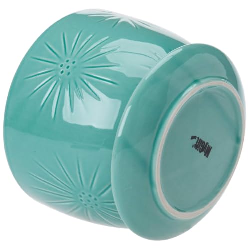 MyGift 7-Inch Turquoise Ceramic Planter Pot with Drainage Hole & Saucer - color: Turquoise
