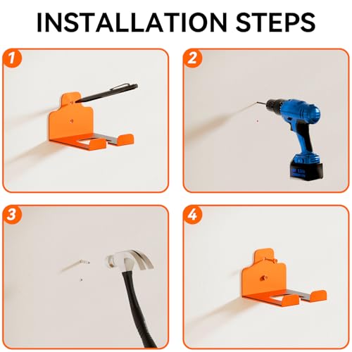 JNIHEEP Garage Organizer Trimmer Rack,Garden Power Tool Hanger,2Pack,Orange - color: Orange 2 Packs