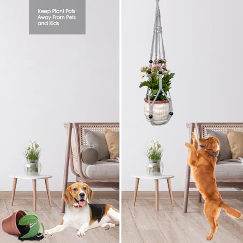 RIFNY Macrame Plant Hanger Indoor, Hanging Plant Holder, White, 2 PCS - color: White, size: 35 Inch 2pcs