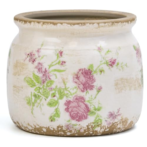 Dosayes Flower Pot,Vintage Ceramic Pot for Plant with Drainage Holes - color: Pink