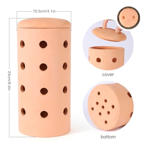 Underground Worm Farm 10 * 4.13 * 4.13Inch Garden Composting bin Ceramics Outdoor Gardening Compost Bin with Holes and Lid Clay for Vegetable Backyard Compost Bin Outdoor - style: 1pcs:10*4.13*4.13Inch
