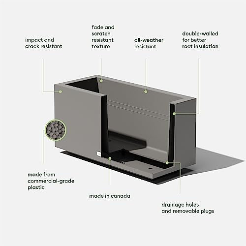 Veradek Block Series Long Box Planter - Rectangular Outdoor Planter - color: Gray, size: Small