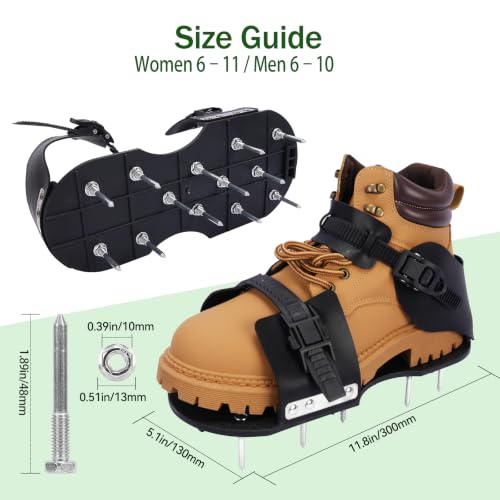 HFH Lawn Aerator Shoes with 1-3/4" (1.75") Spikes, Wrench & Ratchet Buckles