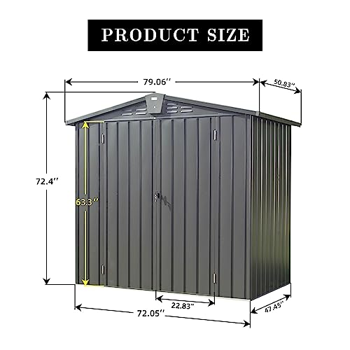 Patio Storage Outdoor Storage Shed - color: Dark Gray - 79.06 X 50.83 X 72.40 Inch