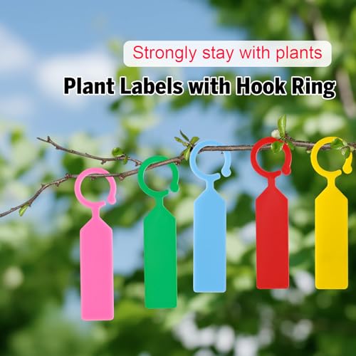 LOKIPA 100PCS Plant Labels, Plastic Plant Tree Tags Waterproof Plant Markers & Labels for Outdoors Plants Greenhouse Accessories (Mixed Color Labels with 1PCS Permanent Marker Pen)