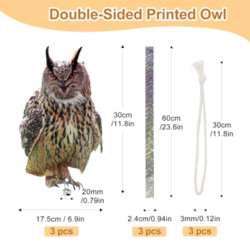 3PCS Flat Owl to Keep Pigeon Away, Fake Owl to Scare Pigeon - color: 3pcs