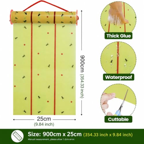 Qualirey 8 Pcs Giant Flypaper Fly Traps, 236ft Sticky Fluorescent Green - color: Yellow