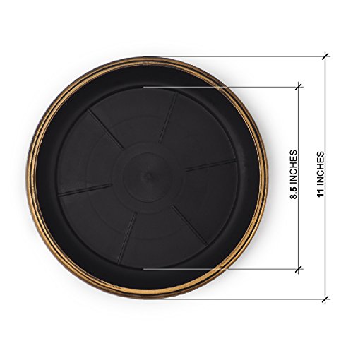 Decorative Heavy Duty Tray/Saucer (2 Pack) Rustic Medieval/French Country Look, Pot/Planter Base for Indoor/Outdoor Decor Use. Long Lasting, Reusable Light Weight (11 inches, Gold) - color: Gold, size: 11 inches
