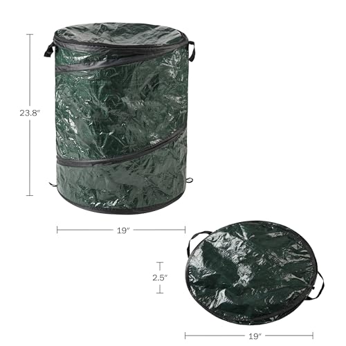 Wakeman Pop Up Outdoor Garbage Can, Black, 29.5 Gallon - color: Green, size: 29.5-Gallon