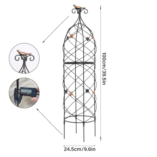 39" Metal Garden Obelisk Trellis for Climbing Plants - Sturdy Iron Support - size: 39"H