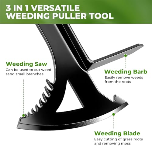 Manganese Steel Crack Weeder Tool,Multi-Functional Weed Puller Tool,Heavy Duty Crevice Weeding Tool with Serrated Sickle Blade,Moss Scraper Weed Remover for Weeding Between Concrete Pavers Decks