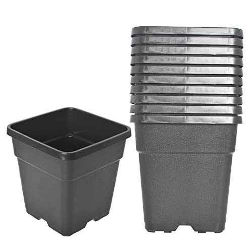 Nursery Pots Plastic Planter - 10-Pack 0.6 Gallon Flower Pots with Drainage Holes Injection Molded Planting Containers for Indoor Outdoor Plants Seedlings Vegetables - size: 0.6 Gallon