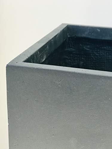 Kante Charcoal Concrete Planter 27.6" Tall All-Weather Square Large Pot - color: Dark Gray, size: 27.6" H
