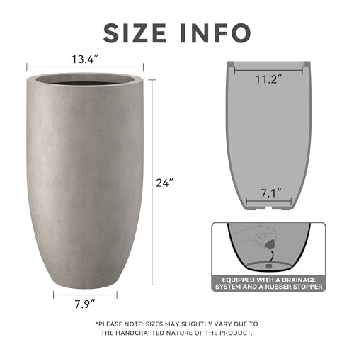 Kante Set of 2 Weathered Concrete Round Planters 24" Tall Home & Outdoor - color: Weathered Concrete, size: 24" Tall (2 Pack)