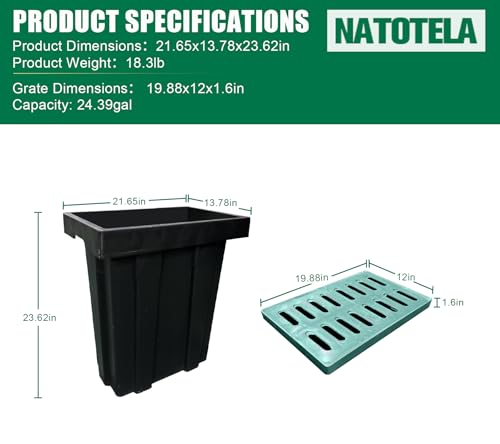 A15 22x14x24in. Catch Basin with Fiber Glass Grate - size: 22x14x24in