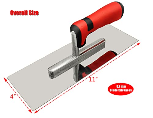 11" x 4" Stainless Steel Concrete Tools Flat Finishing Trowel, Soft Handle