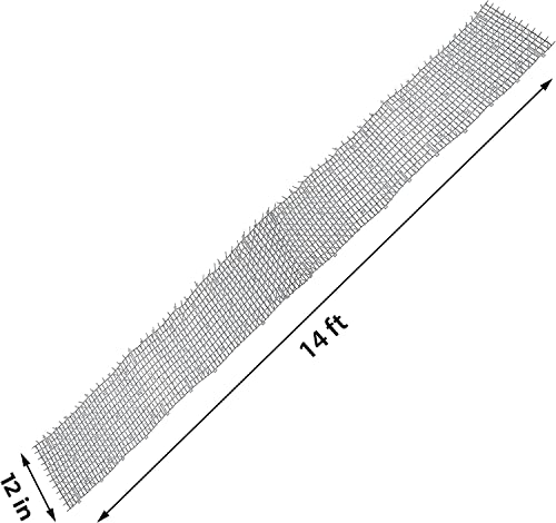Cat Scat Mat Clear (14 ft.) with 10 Staples, Anti-cat Network with Spikes Digging Stopper - Cat Deterrent Mat for Indoor and Outdoor - size: 14 ft x 12 in