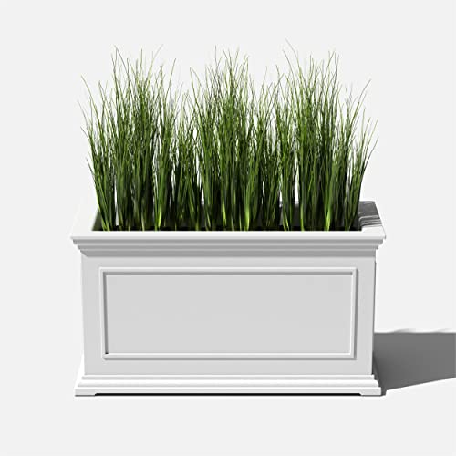Veradek Brixton Series Long Planter - Rectangular Outdoor Planter - color: White