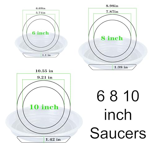 OVZILKI 9 Pack of Clear Plant Saucer 6 8 10 inch, Plastic Flower Plant Pot Saucer, Heavy Duty Plant Drip Trays Saucers for Indoor, Plant Water Tray for Planters - color: Clear, size: 6'+8"+10"