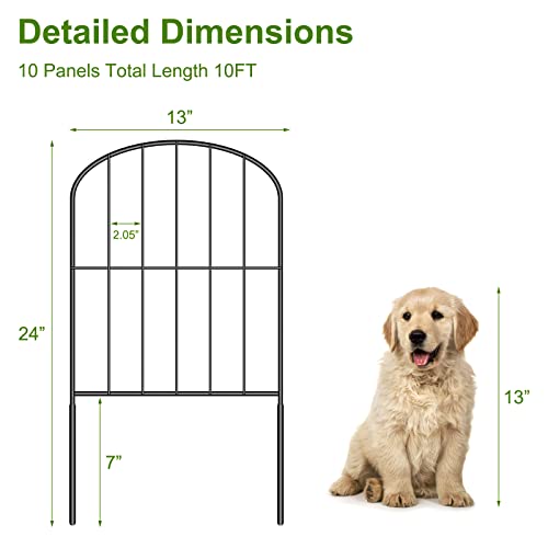 10 Pack 10ft Garden Fence 24in High Rustproof Metal Barrier for Yard Patio - size: 10ft-10pack