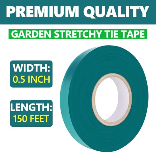 Easytle Stretch Tie Tape Roll, 1/2" 150ft Garden Tie Tape, Thick Sturdy Plant Ribbon Garden Green Vinyl Stake Gardening Tools for Indoor Outdoor Patio Plant Use (10 Pack) - size: 1,500 ft