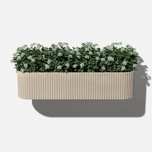 Veradek Demi Series Railing Planter - Round Window Box with Bracket - color: Sand, size: 36 inch