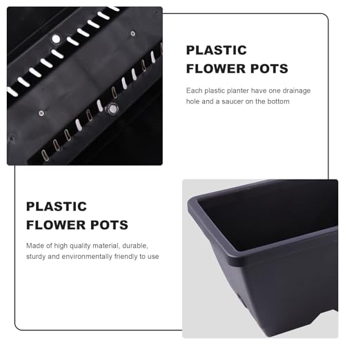ERINGOGO Rectangular Garden Planter 19.68 Inch Plastic Plant Pot with Drainage Hole and Saucer for Indoor Outdoor Use Balcony Patio Herb Vegetable Container