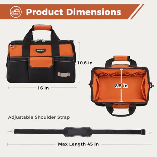 16-Inch Heavy Duty Tool Bag, 22 Pockets Empty Tool Box Organizer Storage, Soft Large Tote Toolbox Organization Portable Handle Carry Drill Toolbag for Handyman Home DIYer, Dad Men Gifts, Orange - color: Orange, size: 16 Inch