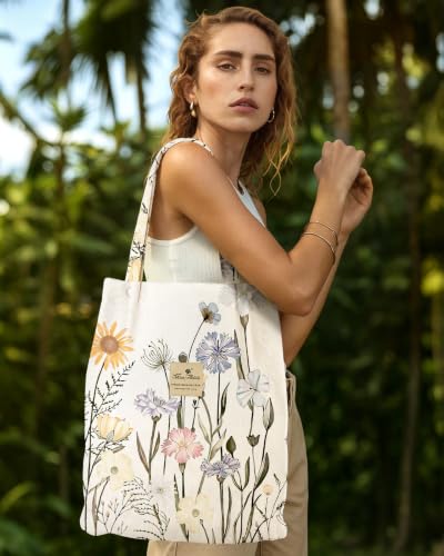 Miss Adola Corduroy Tote Bag for Women with Aesthetic Design - color: Watercolor Meadow