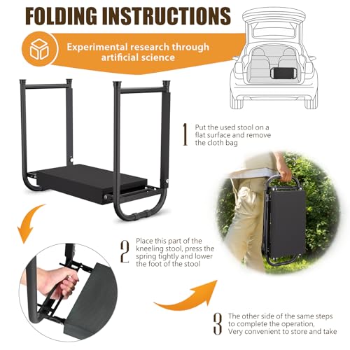 seasky Foldable Garden Kneeler and Seat, Anti-Tipping Gardening Bench Widened Thick Soft Kneeling Pad, Heavy Duty Gardening Stool with Tool Bag,Gardening Gift for Women