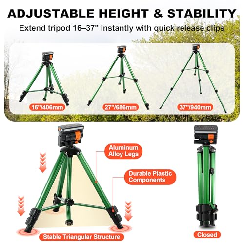 Oscillating Sprinkler Head on Telescoping Tripod Base with 2 Sprinkler Extensions, Heavy Duty Lawn Sprinklers, 360° Large Area Irrigation, Solid Metal Extension Legs & Skidproof Design - style: Oscillating Sprinkler Head