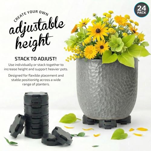 The Garden Gecko Stack Pack Plant Pot Feet, Outdoor Pot Feet, 24 Pack
