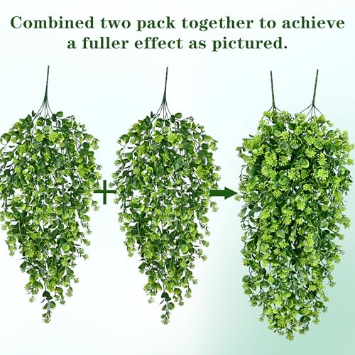 Waipfaru 8Pcs Fake Hanging Plants 3ft Fake Plants Vines Greenery - color: Light Green Ivy Vines-thickened, size: 8Pcs Plants