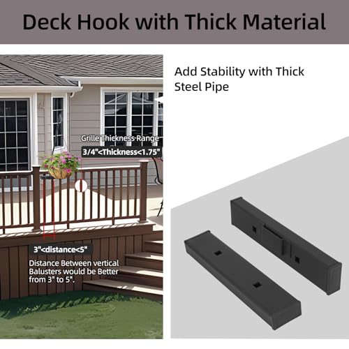 Deck Hook Railing Mount,Heavy Duty Metal Plant Hanger 360°Rotating - size: Railing Mount