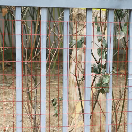 Red PVC Coated Welded Wire Fence 36" x 50' Roll, 2"x3" Mesh, 16 Gauge - color: Red, size: 2''x3'' 16GA 36''x50'