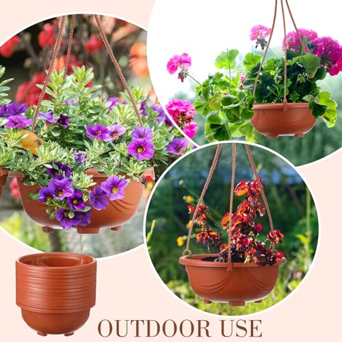 Maxcheck 60 Pcs Plastic Hanging Planter Flower Plant Pots with Hook Hanging Pot for Plants Basket Planter Holder Containers with Drainage Hole for Indoor Outdoor Garden Balcony Wall Decor, Brown