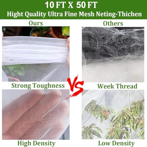Fine Mesh Garden Netting for Protection, 10'x50' Vegetable Crop Covers Netting for Protect Fruits, Plants, Flowers, Greenhouse Cover Net, Patio Gazebo Screen Barrier - color: 10ft X 50ft